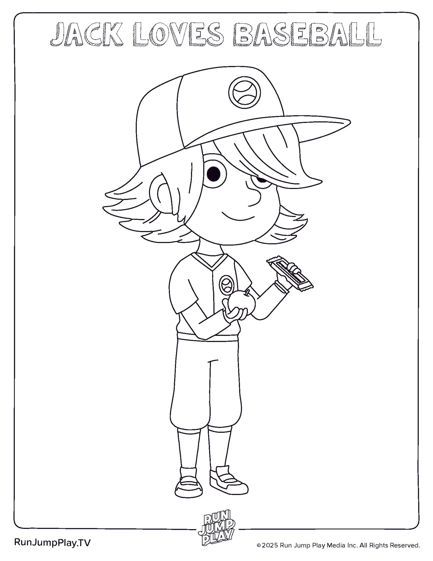 Colouring Sheet – Jack Loves Baseball